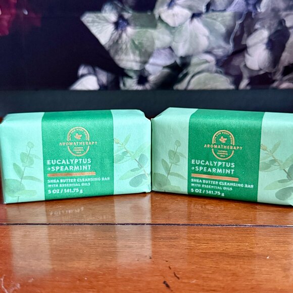 NEW 2-Pc Aromatherapy Eucalyptus + Spearmint Cleansing Bars Bath & Body Works - Picture 2 of 3